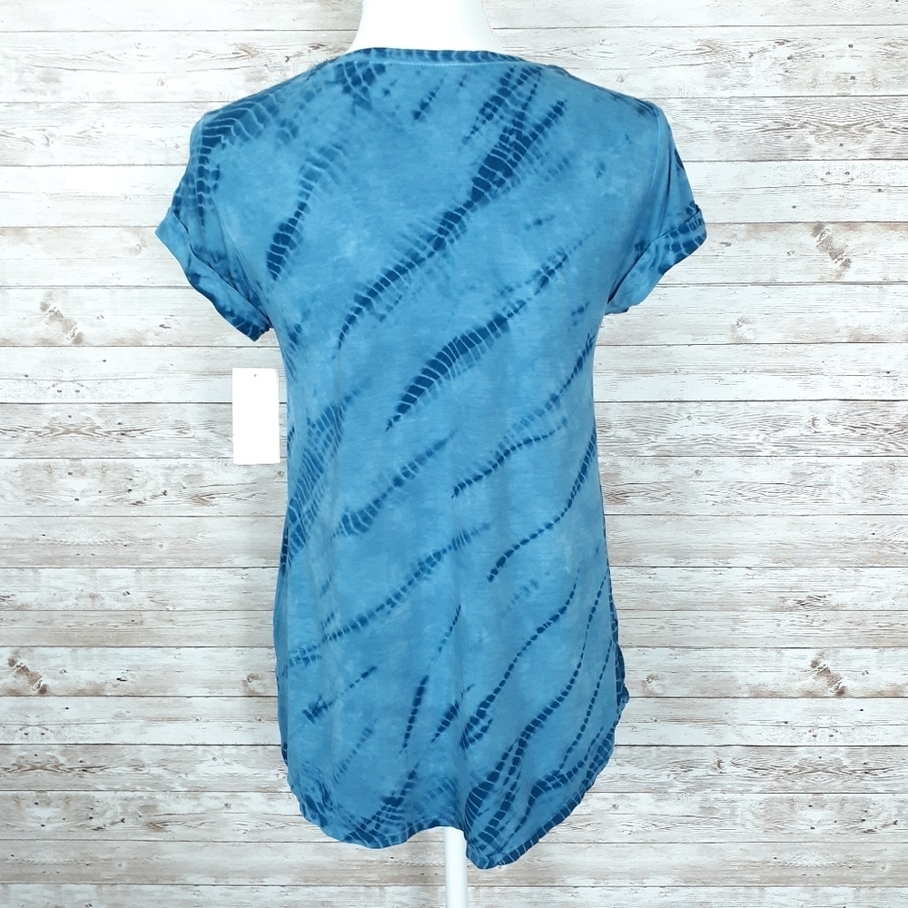 Style & Co Short Sleeved Tee XS Blue Tie Dye 617 - Picture 3 of 5